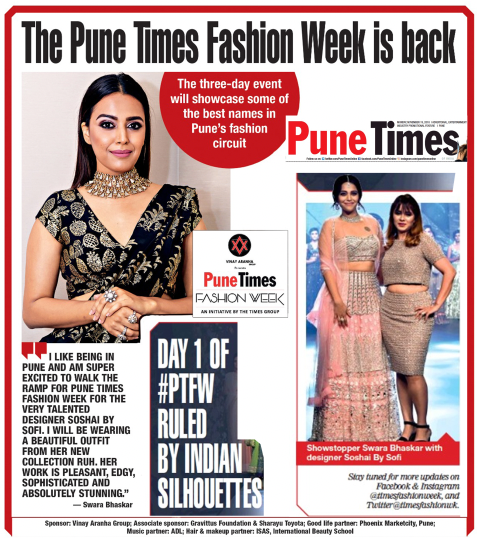 SOSHAI in Pune Times for Pune Times Fashion Week